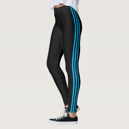 Anpassningsbar Färg Side Rand Leggings - Blue Blac