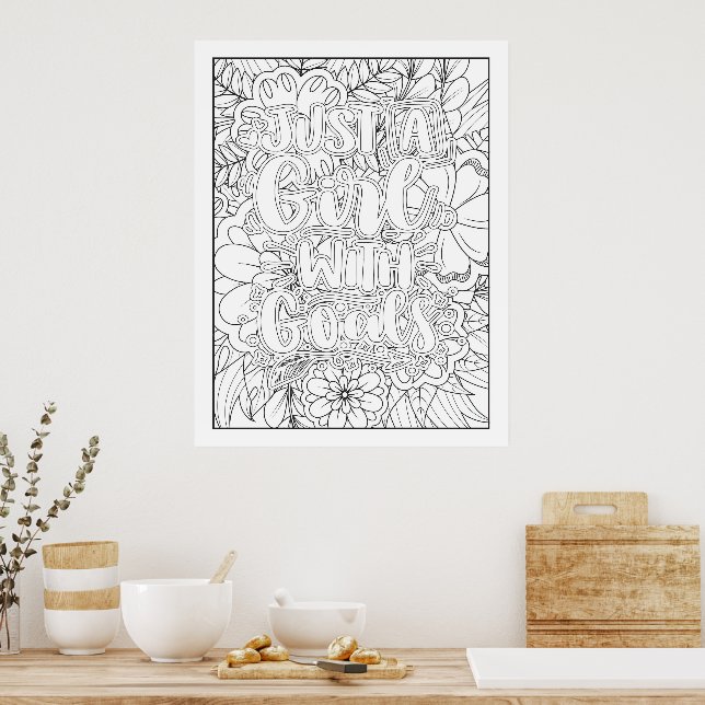 Anpassningsbar Färg själv bara en flicka med mål Poster (Kök)