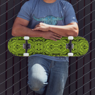 Anpassningsbar Färg Skateboard - Neon Grönt Linjer