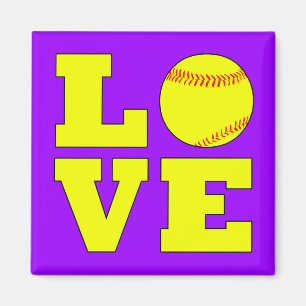 Anpassningsbar Färg Softball Kärlek Fridge Magnet