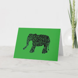 Anpassningsbar Färg/Text-stam Elephant Greeting Ca Kort