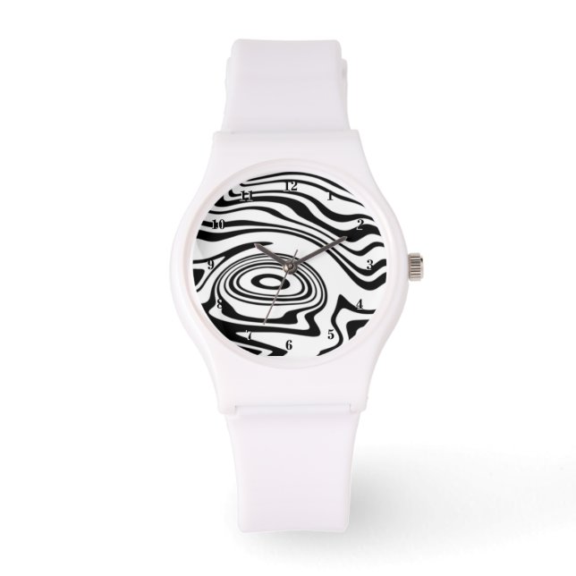 Anpassningsbar Färg Vågar Watch - Black and White Armbandsur (Framsida)