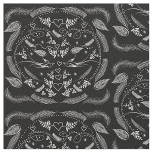 Anpassningsbar Färg Vintage Fåglar och Feather Mön Tyg