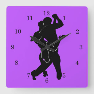 Anpassningsbar Färg Wall Clock Tanngo Dancers - Li Fyrkantig Klocka