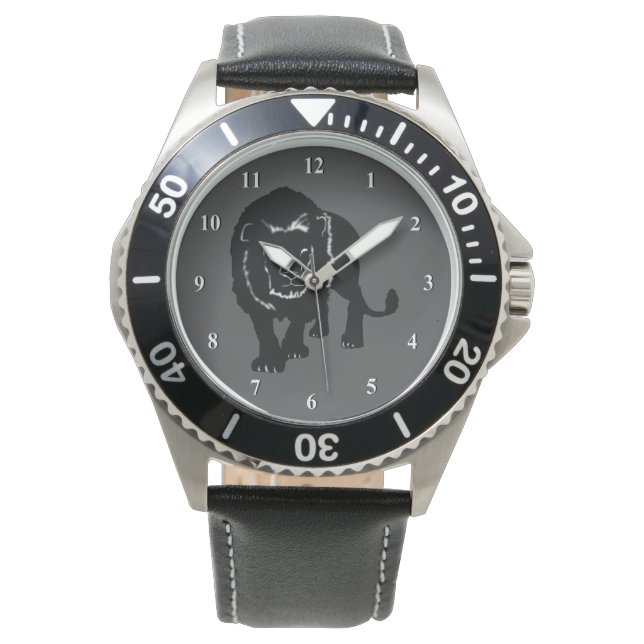 Anpassningsbar Färg Watch med Lejon Silhouette - M Armbandsur (Framsida)