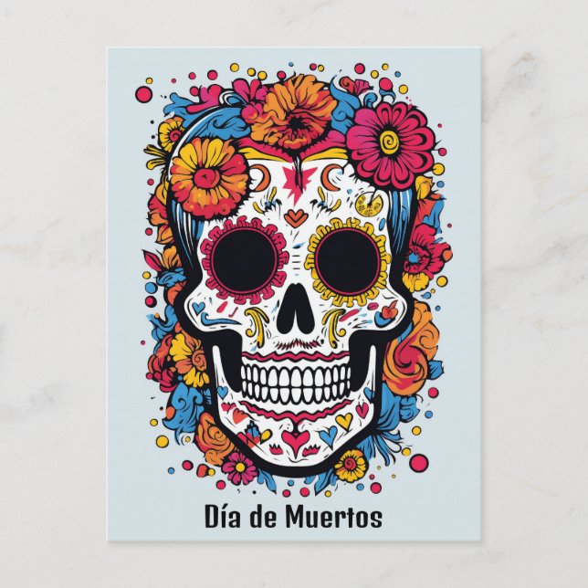 Anpassningsbar 💀 färgämne Día de Muertos Vykort (Framsida)