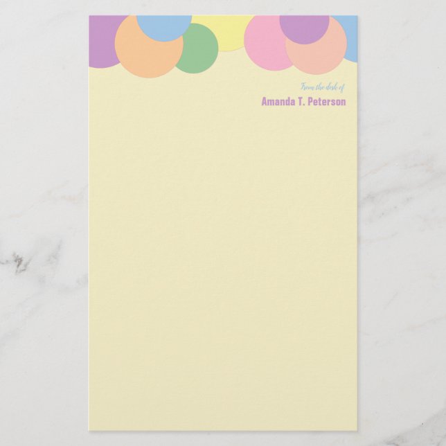 Anpassningsbar Färgcirklar Mönster från skrivborde Brevpapper (Framsida)