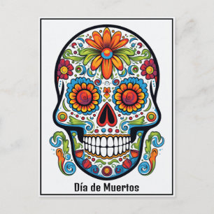 Anpassningsbar 💀 färgdoodle Día de Muertos Vykort