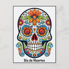 Anpassningsbar 💀 färgdoodle Día de Muertos Vykort