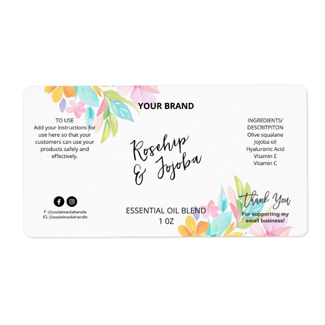 Anpassningsbar Färgfull dropper-Flaska-produktetik Fraktsedel (Framsidan)