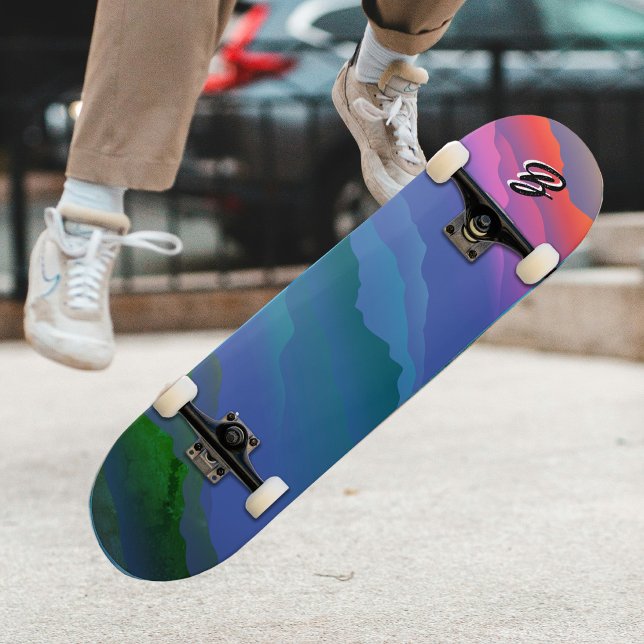 Anpassningsbar Färgfull Himlar-bergsskog Vågigt Li Mini Skateboard Bräda 18,5 Cm (Skapare uppladdad)