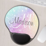 Anpassningsbar Färgfylld Elegant Glitter Iridescen Gel Musmatta<br><div class="desc">Anpassa enkelt den här eleganten färglös bokeh glitter mönster med ditt eget namn och/eller monogram.</div>