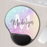 Anpassningsbar Färgfylld Elegant Glitter Iridescen Gel Musmatta<br><div class="desc">Anpassa enkelt den här eleganten färglös bokeh glitter mönster med ditt eget namn och/eller monogram.</div>