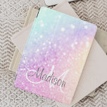 Anpassningsbar Färgfylld Elegant Glitter Iridescen iPad Mini Skydd<br><div class="desc">Anpassa enkelt den här eleganten färglös bokeh glitter mönster med ditt eget namn och/eller monogram.</div>