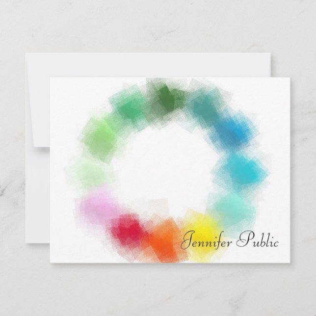 Anpassningsbar Färggul Namn-textmall för handskrip Anteckningskort (Framsida)