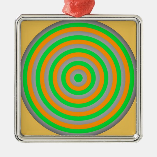 Anpassningsbar färgstark koncentercirkel julgransprydnad metall (Framsidan)