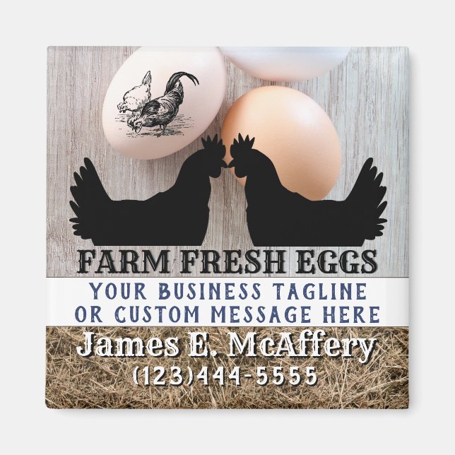 Anpassningsbar Farm Fresh Chicken Eggs Advertising Magnet (Framsidan)