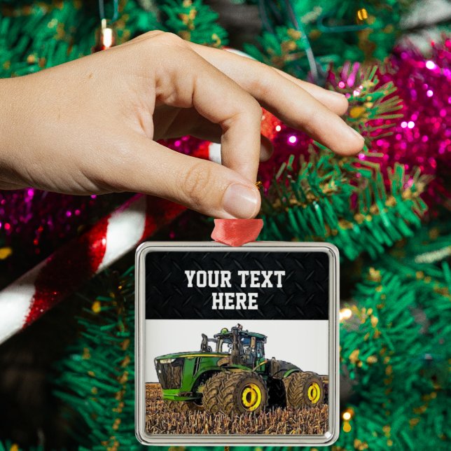 Anpassningsbar Farm Tractor Equipment jul Tillage Julgransprydnad Metall (A personalized tractor farming Christmas ornament. )