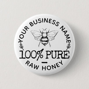 Anpassningsbar Farmhouse Apiary Logotyp Cute Bumbl Knapp
