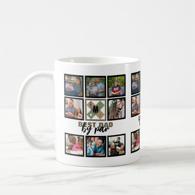 Anpassningsbar Fars dag Best Pappa efter 8-fotomak Kaffemugg (Vänster)