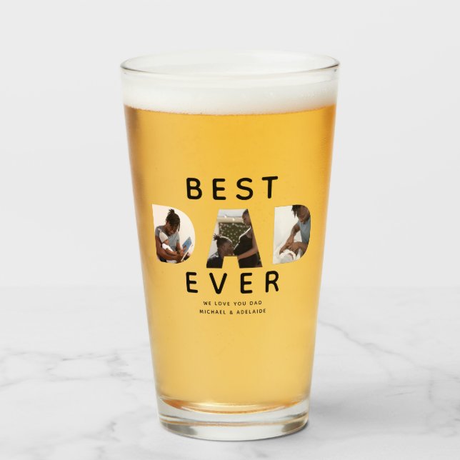 Anpassningsbar Fars dag Photo Collage Best Pappa n Glaskopp (Framsida fylld)