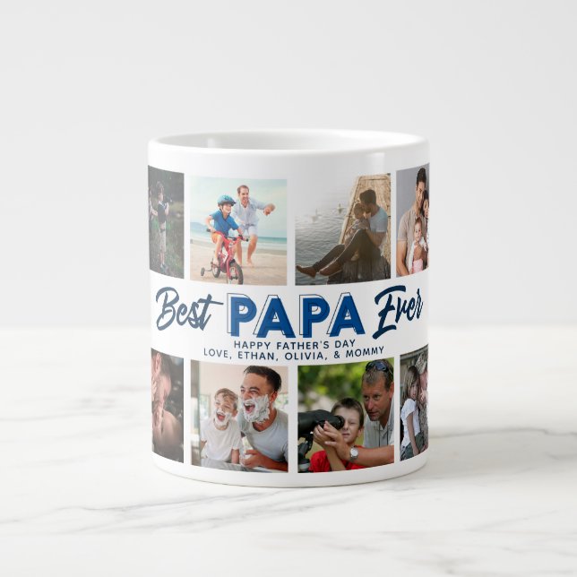 Anpassningsbar Fars dag Photo Collage Best Pappa n Jumbo Mugg (Framsidan)