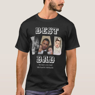 Anpassningsbar Fars dag Photo Collage Best Pappa n T Shirt