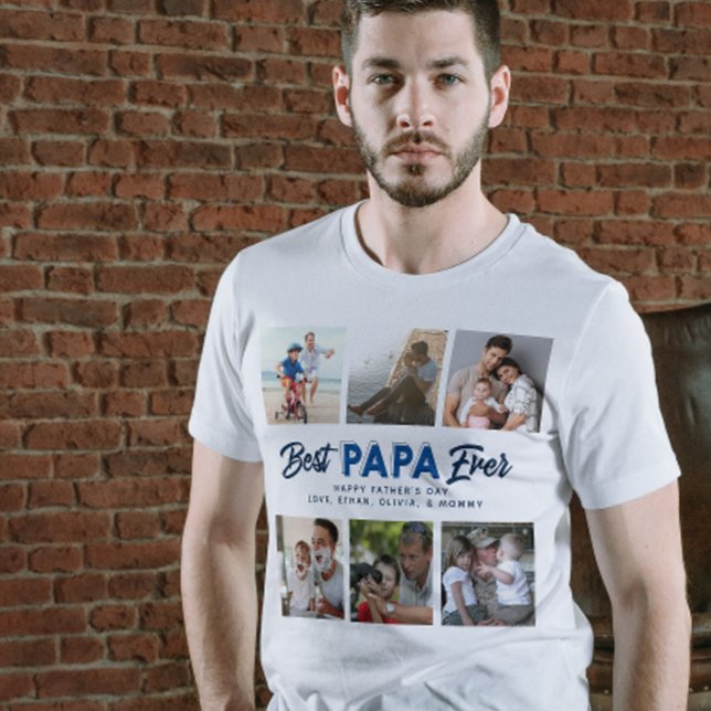 Anpassningsbar Fars dag Photo Collage Best Pappa n T Shirt (Easily personalize this photo collage T-shirt design for a gift he'll treasure!)