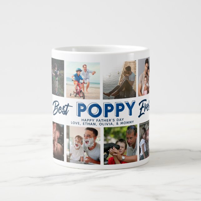 Anpassningsbar Fars dag Photo Collage Best Poppy n Jumbo Mugg (Framsidan)