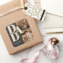 Anpassningsbar Fars dag Photo Collage | PAPPA BREV Fyrkantigt Klistermärke