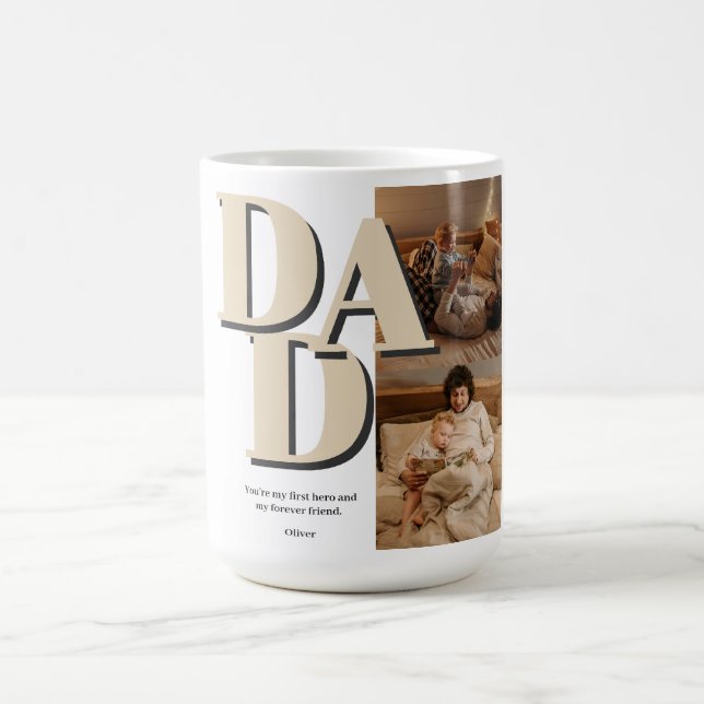 Anpassningsbar Fars dag Photo Collage | PAPPA BREV Kaffemugg (Center)