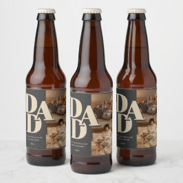 Anpassningsbar Fars dag Photo Collage | PAPPA BREV Ölflaska Etikett