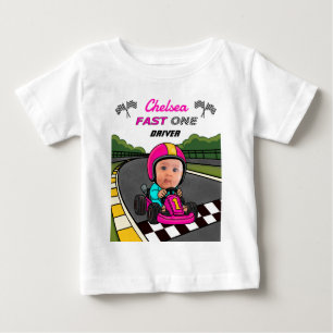 Anpassningsbar Fast 1 Rosa Tävling-bilförare födel T Shirt