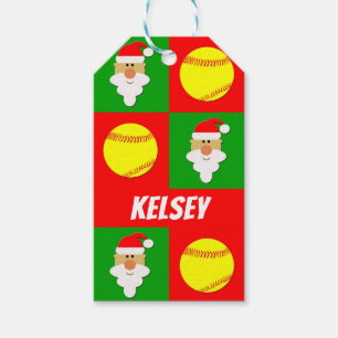 Anpassningsbar Fastpitch Softball Jultomten jul Presentetikett