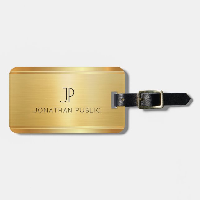 Anpassningsbar Faux Guld Elegant Modern Trendig-ma Bagagebricka (Horisontell Framsida)