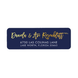 ANPASSNINGSBAR faux guld foil namn marin + guld ZA Returadress Etikett