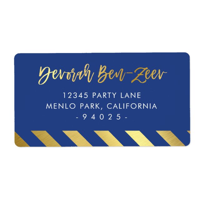 ANPASSNINGSBAR faux guld foil namn royal blue DEVO Fraktsedel (Framsidan)