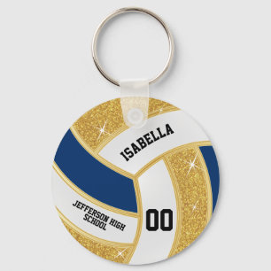 Anpassningsbar Faux Guld Glitter, White & Blue Vol Nyckelring