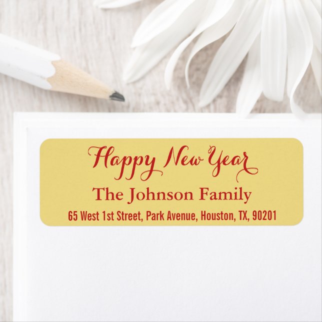 Anpassningsbar Faux Guld Gott nytt år DIY Returadr Returadress Etikett (Insitu)