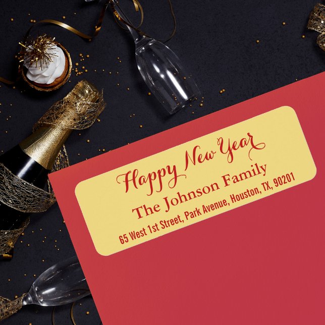 Anpassningsbar Faux Guld Gott nytt år DIY Returadr Returadress Etikett (Custom Faux Gold Happy New Year DIY Return Address Label)