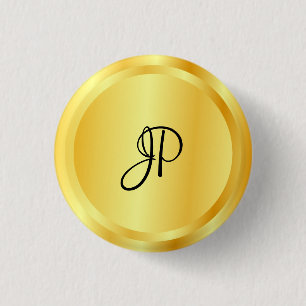 Anpassningsbar Faux Guld Metallic look Monogram El Knapp