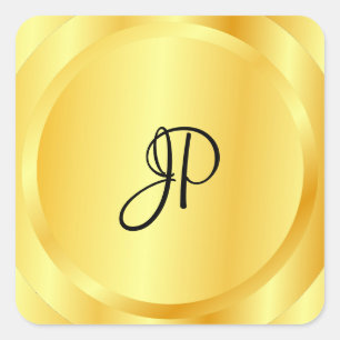 Anpassningsbar Faux Guld Metallic look Monogram Tr Fyrkantigt Klistermärke