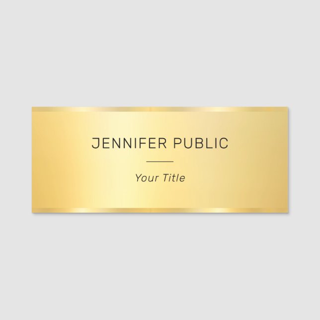 Anpassningsbar Faux Guld Modern Elegant för medarb Namnbricka (Framsida)