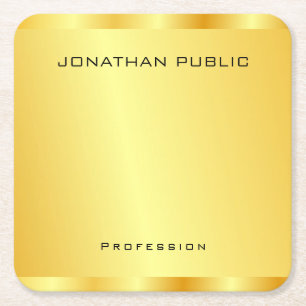 Anpassningsbar Faux Guld Modern Elegant-mall Underlägg Papper Kvadrat