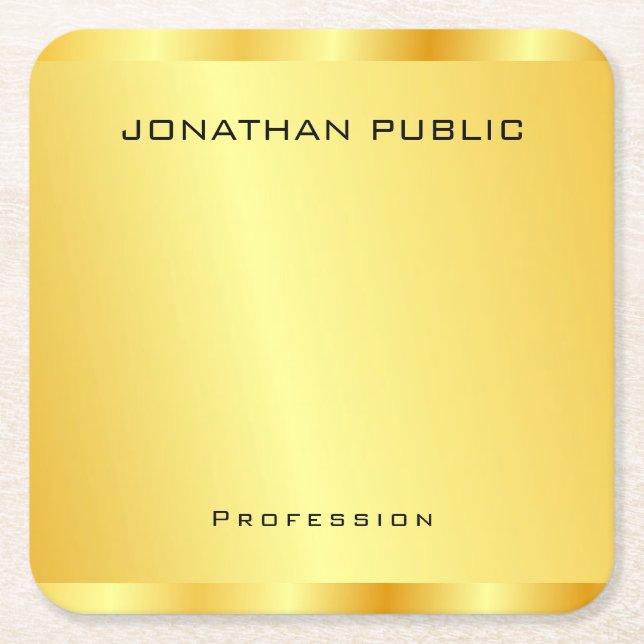 Anpassningsbar Faux Guld Modern Elegant-mall Underlägg Papper Kvadrat (Framsidan)