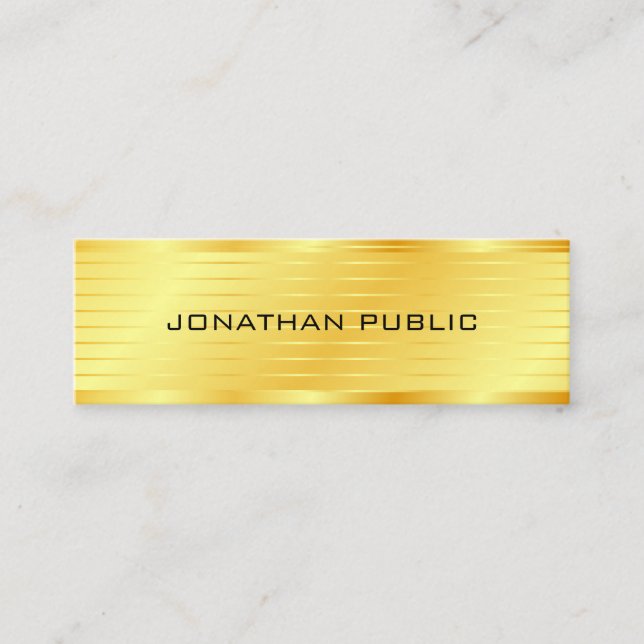 Anpassningsbar Faux Guld Modern Elegant Premium Si Mini Visitkort (Framsida)