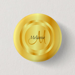 Anpassningsbar Faux Guld Modern Monogram Elegant-m Knapp