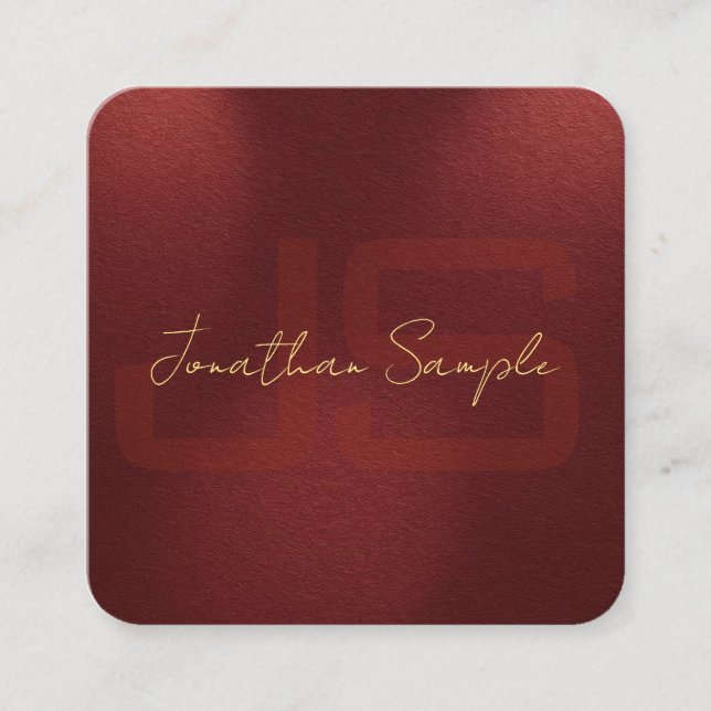 Anpassningsbar Faux Guld Text Elegant Monogram Ini Fyrkantigt Visitkort (Framsida)