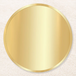Anpassningsbar Faux Guld Trendig Modern tom mall Underlägg Papper Rund