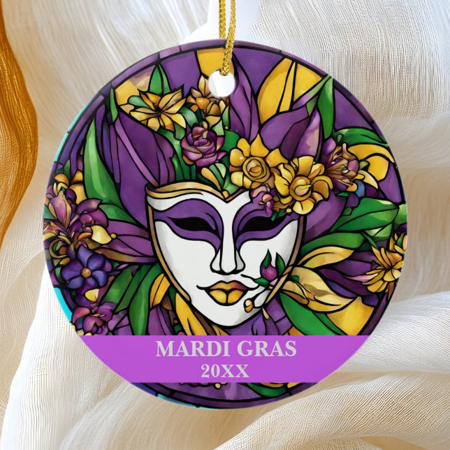 Anpassningsbar Faux-kolvglaset Mardi Gras Mask Julgransprydnad Keramik (Skapare uppladdad)